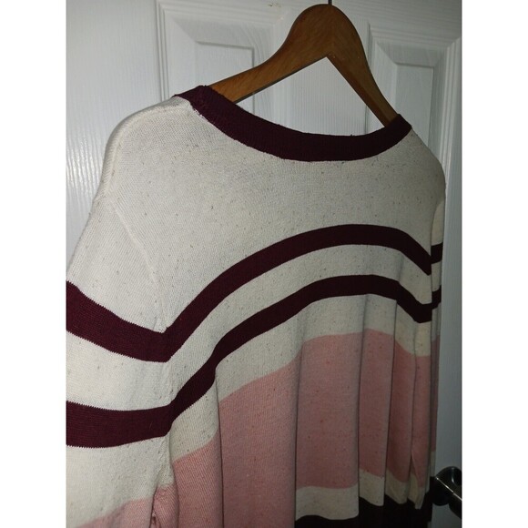 J Jason Wu Top Knit Women's XL Multi Striped Sweater Pink White Maroon **flaw** - Picture 7 of 12